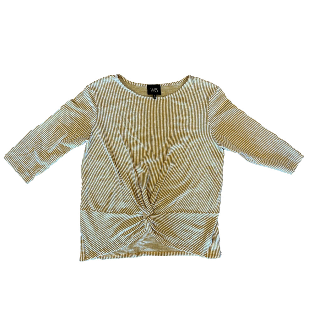 W5 by Anthropologie Mustard Yellow Striped Twist Knot Top Size M